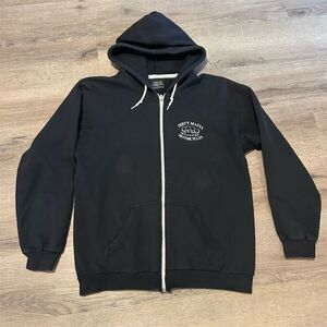 Anvil Men's Black Motorcycle Hoodie L Full Zip Biker Style